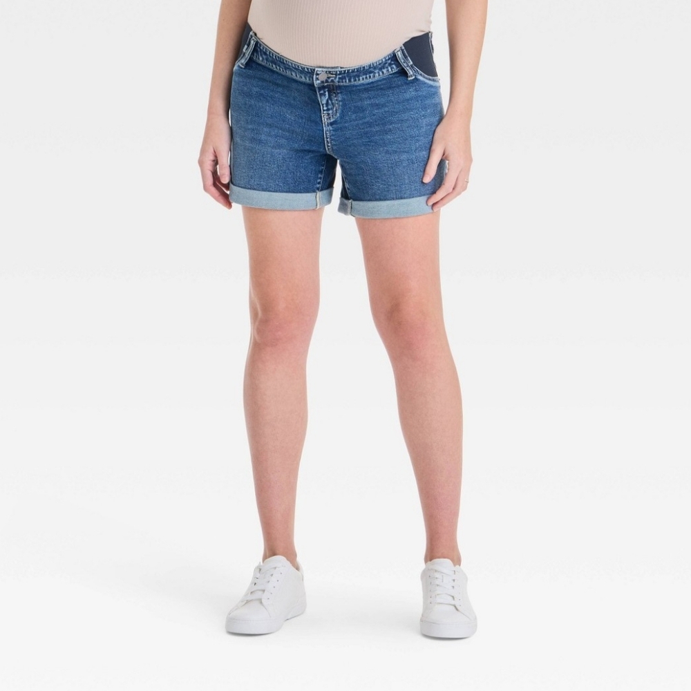Ingrid & Isabel Under Belly Low Rise Maternity Jean Shorts